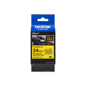 Brother | TZe-FX651 Flexible ID Laminated Tape | Black on Yellow | TZe | 8 m | 2.4 cm Brother | TZe-FX651 Flexible ID Laminated Tape | Black on Yellow | TZe | 8 m | 2.4 cm