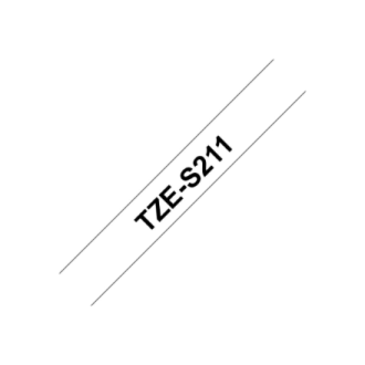 Brother | TZe-S211 Strong Adhesive Laminated Tape | Black on White | TZe | 8 m | 6 cm