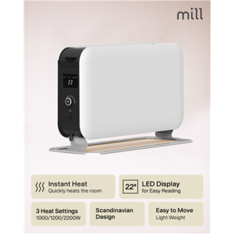 Mill | Heater | CO2200LEDMAX | Convection Heater | 2200 W | Number of power levels 3 | Suitable for rooms up to 5-30 m | White Mill | Heater | CO2200LEDMAX | Convection Heater | 2200 W | Number of power levels 3 | Suitable for rooms up to 5-30 m | White