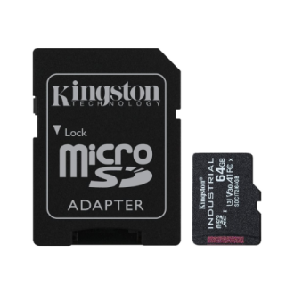 Kingston | UHS-I | 64 GB | microSDHC/SDXC Industrial Card | Flash memory class Class 10, UHS-I, U3, V30, A1 | SD Adapter Kingston | UHS-I | 64 GB | microSDHC/SDXC Industrial Card | Flash memory class Class 10, UHS-I, U3, V30, A1 | SD Adapter
