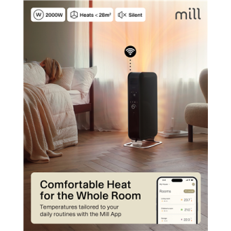 Mill | WiFI GEN3 Oil Filled Radiator | OIL2000WIFI3 | Oil Filled Radiator | 2000 W | Number of power levels 3 | Black