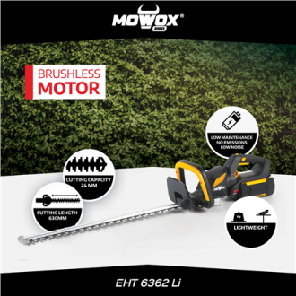 MoWox | 62V Excel Series Hand Held Battery Hedge Trimmer With Rotating Handle (Without Battery and Charger) | EHT 6362 Li | Cord MoWox | 62V Excel Series Hand Held Battery Hedge Trimmer With Rotating Handle (Without Battery and Charger) | EHT 6362 Li | Cord