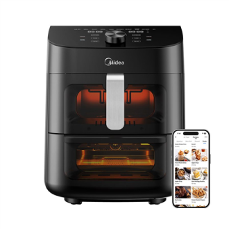 Midea Two Zone Airfryer | MAD1100DADK | Power 1850 W | Capacity 4.4/6.4 L | Rapid Air technology | Black Midea Two Zone Airfryer | MAD1100DADK | Power 1850 W | Capacity 4.4/6.4 L | Rapid Air technology | Black