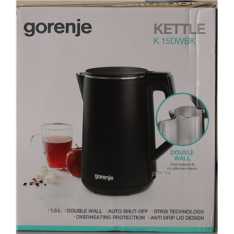 SALE OUT. | Gorenje Kettle | K15DWBK | Electric | 2200 W | 1.5 L | Stainless steel | 360 rotational base | Black | DAMAGED PACKA SALE OUT. | Gorenje Kettle | K15DWBK | Electric | 2200 W | 1.5 L | Stainless steel | 360 rotational base | Black | DAMAGED PACKA