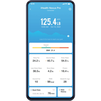 iHealth | Wireless Body Composition Scale | Nexus Pro | Maximum weight (capacity) 181 kg | Body Mass Index (BMI) measuring | Bla iHealth | Wireless Body Composition Scale | Nexus Pro | Maximum weight (capacity) 181 kg | Body Mass Index (BMI) measuring | Bla
