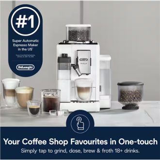 Delonghi | Coffee maker | Rivelia EXAM440.55.W | Pump pressure 19 bar | Built-in milk frother | Fully Automatic | 1450 W | Arcti Delonghi | Coffee maker | Rivelia EXAM440.55.W | Pump pressure 19 bar | Built-in milk frother | Fully Automatic | 1450 W | Arcti