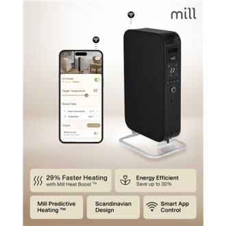 Mill | Heater | OIL1500WIFI3 Gentle Air | Oil Filled Radiator | 1500 W | Suitable for rooms up to 22 m | Black