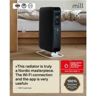 Mill | Heater | OIL1500WIFI3 Gentle Air | Oil Filled Radiator | 1500 W | Suitable for rooms up to 22 m | Black