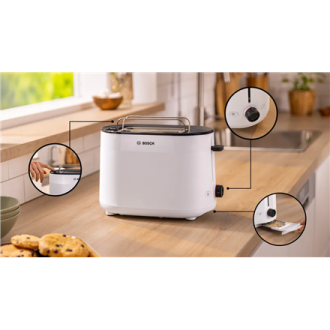 Bosch Compact Toaster | TAT2M121 MyMoment | Power 950 W | Number of slots 2 | Housing material Plastic | White Bosch Compact Toaster | TAT2M121 MyMoment | Power 950 W | Number of slots 2 | Housing material Plastic | White