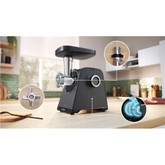 Bosch Food Mincer | MFWS430B | Black | Number of speeds 2 | Throughput (kg/min) 2.5 Bosch Food Mincer | MFWS430B | Black | Number of speeds 2 | Throughput (kg/min) 2.5