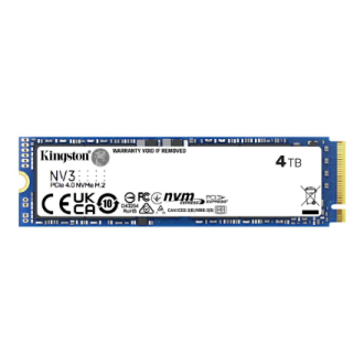 Kingston SSD | NV3 | 4000 GB | SSD form factor M.2 2280 | Solid-state drive interface PCIe 4.0 x4 NVMe | Read speed 6000 MB/s | Kingston SSD | NV3 | 4000 GB | SSD form factor M.2 2280 | Solid-state drive interface PCIe 4.0 x4 NVMe | Read speed 6000 MB/s |