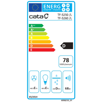 CATA Hood | CAMPANA TF-5260 WH /L | Telescopic | Energy efficiency class D | Width 60 cm | 325 m /h | Slider | LED | White CATA Hood | CAMPANA TF-5260 WH /L | Telescopic | Energy efficiency class D | Width 60 cm | 325 m /h | Slider | LED | White