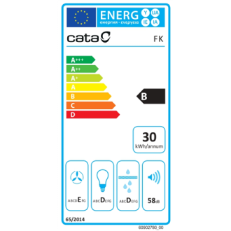 CATA Hood | FK SLIM 6000 WH | Conventional | Energy efficiency class B | Width 60 cm | 162 m /h | Mechanical | LED | White CATA Hood | FK SLIM 6000 WH | Conventional | Energy efficiency class B | Width 60 cm | 162 m /h | Mechanical | LED | White