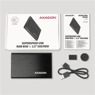 AXAGON Screwless aluminum USB 3.2 Gen 1 - SATA 6G external box for 2.5 AXAGON Screwless aluminum USB 3.2 Gen 1 - SATA 6G external box for 2.5