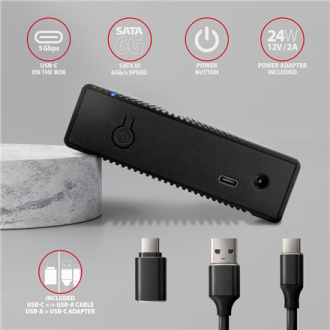 AXAGON Ribbed aluminum USB 3.2 Gen 1 - SATA 6G external box for 3.5 AXAGON Ribbed aluminum USB 3.2 Gen 1 - SATA 6G external box for 3.5