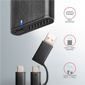 AXAGON External USB-C 3.2 Gen 2 metal box for M.2 NVMe & SATA SSD disks | EEM2-SB2 AXAGON External USB-C 3.2 Gen 2 metal box for M.2 NVMe & SATA SSD disks | EEM2-SB2