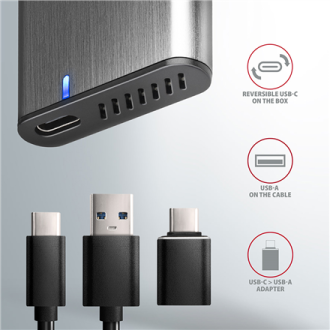 AXAGON External USB-C 3.2 Gen 2 metal box for M.2 NVMe & SATA SSD disks | EEM2-SG2