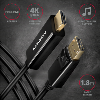 AXAGON | Active cable | DisplayPort to HDMI | 1.8 m AXAGON | Active cable | DisplayPort to HDMI | 1.8 m