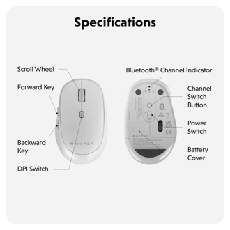 Hyper Next Bluetooth Mouse | Wireless | White Hyper Next Bluetooth Mouse | Wireless | White