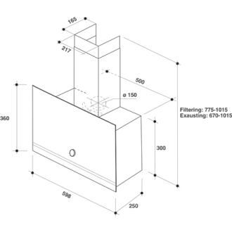 Whirlpool Hood | WHVA 62F LM K | Wall mounted | Energy efficiency class A | Width 59.8 cm | 485 m /h | Mechanical | LED | Black Whirlpool Hood | WHVA 62F LM K | Wall mounted | Energy efficiency class A | Width 59.8 cm | 485 m /h | Mechanical | LED | Black
