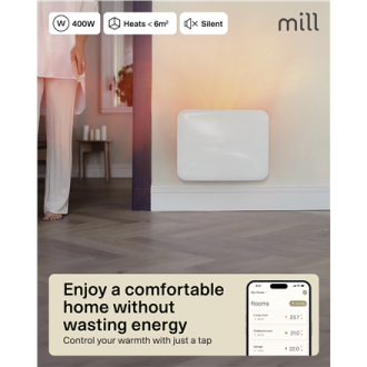 Mill Invisible Smart WiFi Heater | PA400WIFI4 | Panel Heater | 400 W | Suitable for rooms up to 4-6 m | White | IPX4