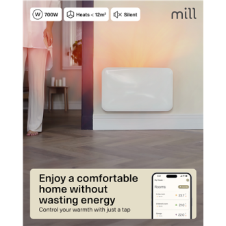 Mill Invisible Smart WiFi Heater | PA700WIFI4 | Panel Heater | 700 W | Suitable for rooms up to 9-12 m | White | IPX4