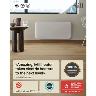 Mill Invisible Smart WiFi Heater | PA700WIFI4 | Panel Heater | 700 W | Suitable for rooms up to 9-12 m | White | IPX4