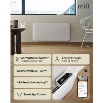 Mill Invisible Smart WiFi Heater | PA1000WIFI4 | Panel Heater | 1000 W | Suitable for rooms up to 12-16 m | White | IPX4