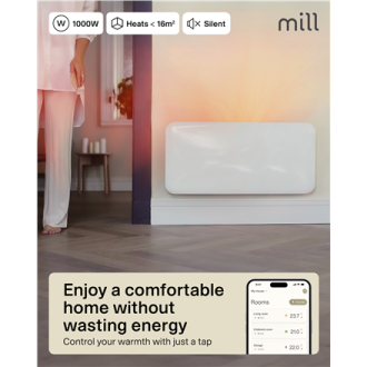 Mill Invisible Smart WiFi Heater | PA1000WIFI4 | Panel Heater | 1000 W | Suitable for rooms up to 12-16 m | White | IPX4 Mill Invisible Smart WiFi Heater | PA1000WIFI4 | Panel Heater | 1000 W | Suitable for rooms up to 12-16 m | White | IPX4