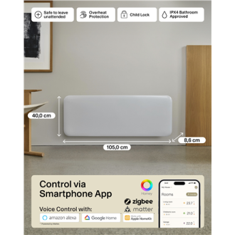 Mill Invisible Smart WiFi Heater | PA1300WIFI4 | Panel Heater | 1300 W | Suitable for rooms up to 15-19 m | White | IPX4 Mill Invisible Smart WiFi Heater | PA1300WIFI4 | Panel Heater | 1300 W | Suitable for rooms up to 15-19 m | White | IPX4