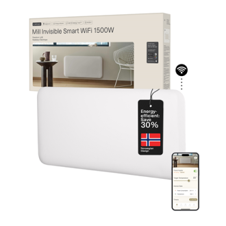 Mill Invisible Smart WiFi Heater | PA1500WIFI4 | Panel Heater | 1500 W | Suitable for rooms up to 18-22 m | White | IPX4 Mill Invisible Smart WiFi Heater | PA1500WIFI4 | Panel Heater | 1500 W | Suitable for rooms up to 18-22 m | White | IPX4