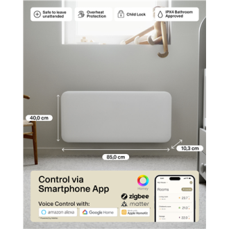Mill Invisible Smart WiFi Heater | PA1500WIFI4 | Panel Heater | 1500 W | Suitable for rooms up to 18-22 m | White | IPX4 Mill Invisible Smart WiFi Heater | PA1500WIFI4 | Panel Heater | 1500 W | Suitable for rooms up to 18-22 m | White | IPX4