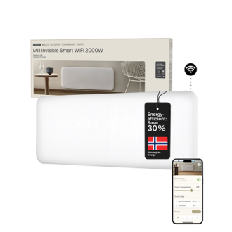 Mill Invisible Smart WiFi Heater | PA2000WIFI4 | Panel Heater | 2000 W | Suitable for rooms up to 24-28 m | White | IPX4 Mill Invisible Smart WiFi Heater | PA2000WIFI4 | Panel Heater | 2000 W | Suitable for rooms up to 24-28 m | White | IPX4