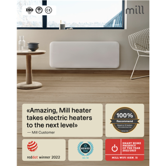 Mill Invisible Smart WiFi Heater | PA2000WIFI4 | Panel Heater | 2000 W | Suitable for rooms up to 24-28 m | White | IPX4 Mill Invisible Smart WiFi Heater | PA2000WIFI4 | Panel Heater | 2000 W | Suitable for rooms up to 24-28 m | White | IPX4