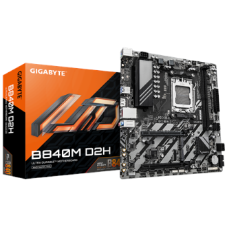 Gigabyte B840M D2H | Processor family AMD | Processor socket AM5 | DDR5 | Supported hard disk drive interfaces SATA, M.2 | Numbe