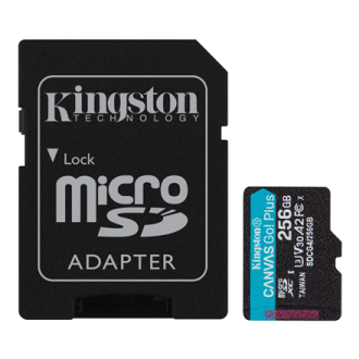 Kingston | Canvas Go! Plus | 256 GB | microSD | Flash memory class Class 10, UHS-I, U3, V30, A2 Kingston | Canvas Go! Plus | 256 GB | microSD | Flash memory class Class 10, UHS-I, U3, V30, A2