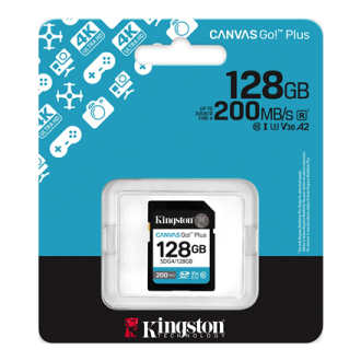 Kingston | Canvas Go! Plus | 128 GB | SD | Flash memory class Class 10, UHS-I, U3, V30 Kingston | Canvas Go! Plus | 128 GB | SD | Flash memory class Class 10, UHS-I, U3, V30