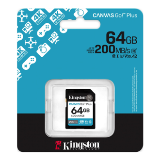Kingston | Canvas Go! Plus | 64 GB | SD | Flash memory class Class 10, UHS-I, U3, V30 Kingston | Canvas Go! Plus | 64 GB | SD | Flash memory class Class 10, UHS-I, U3, V30