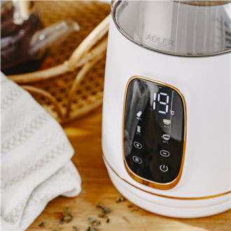Adler Kettle with LED Display | AD 1305 | Electric | 2200 W | 1.7 L | Plastic | 360 rotational base | White/Gold Adler Kettle with LED Display | AD 1305 | Electric | 2200 W | 1.7 L | Plastic | 360 rotational base | White/Gold