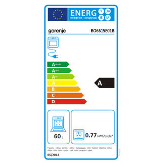 Gorenje Oven | BO6615E01B | 60 L | Electric | EnamelClean | Push pull buttons | Convection | Height 59.5 cm | Width 59.5 cm | Bl Gorenje Oven | BO6615E01B | 60 L | Electric | EnamelClean | Push pull buttons | Convection | Height 59.5 cm | Width 59.5 cm | Bl