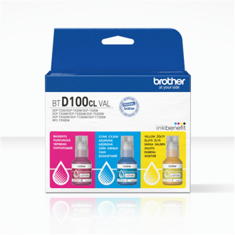 Brother BTD100CLVAL | Multipack Ink Bottles | Magenta, Cyan, Yellow