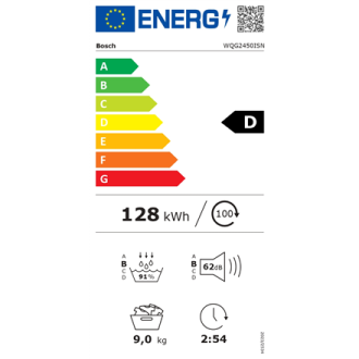 Bosch Dryer Machine with Heat Pump | WQG2450ISN | Energy efficiency class Class D | Front loading | 9 kg | LCD | Depth 61.3 cm | Bosch Dryer Machine with Heat Pump | WQG2450ISN | Energy efficiency class Class D | Front loading | 9 kg | LCD | Depth 61.3 cm |