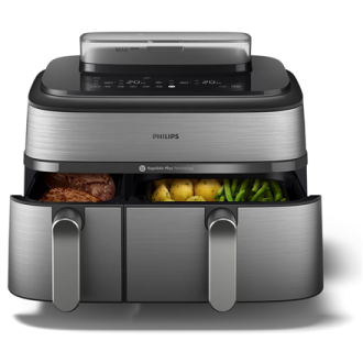 Philips Dual Basket Airfryer | NA555/00 5000 series | Power 2750 W | Capacity 9 L | RapidAir Plus | Silver Philips Dual Basket Airfryer | NA555/00 5000 series | Power 2750 W | Capacity 9 L | RapidAir Plus | Silver