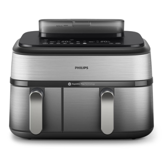 Philips Dual Basket Airfryer | NA555/00 5000 series | Power 2750 W | Capacity 9 L | RapidAir Plus | Silver Philips Dual Basket Airfryer | NA555/00 5000 series | Power 2750 W | Capacity 9 L | RapidAir Plus | Silver