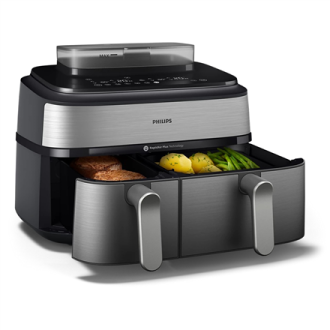 Philips Dual Basket Airfryer | NA555/00 5000 series | Power 2750 W | Capacity 9 L | RapidAir Plus | Silver Philips Dual Basket Airfryer | NA555/00 5000 series | Power 2750 W | Capacity 9 L | RapidAir Plus | Silver