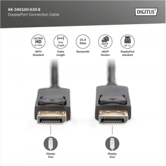 Digitus Connection Cable | DisplayPort to DisplayPort | 3 m Digitus Connection Cable | DisplayPort to DisplayPort | 3 m