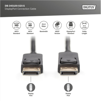 Digitus DisplayPort Connection Cable | DisplayPort | 2 m Digitus DisplayPort Connection Cable | DisplayPort | 2 m
