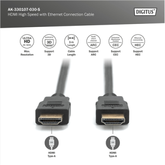 Digitus 4K HDMI 2.0 Connection Cable | HDMI to HDMI | 3 m Digitus 4K HDMI 2.0 Connection Cable | HDMI to HDMI | 3 m