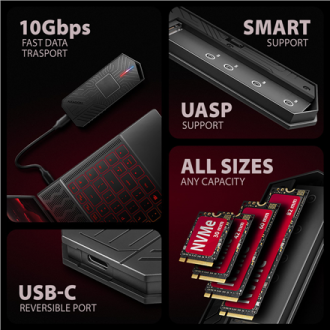AXAGON USB-C 10Gbps - M.2 NVMe and SATA SSD GAME M.2 box | EEM2-GAM AXAGON USB-C 10Gbps - M.2 NVMe and SATA SSD GAME M.2 box | EEM2-GAM