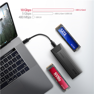 AXAGON USB-C 10Gbps - M.2 NVMe and SATA SSD THIN SCREWLESS box | EEM2-GTS2 AXAGON USB-C 10Gbps - M.2 NVMe and SATA SSD THIN SCREWLESS box | EEM2-GTS2